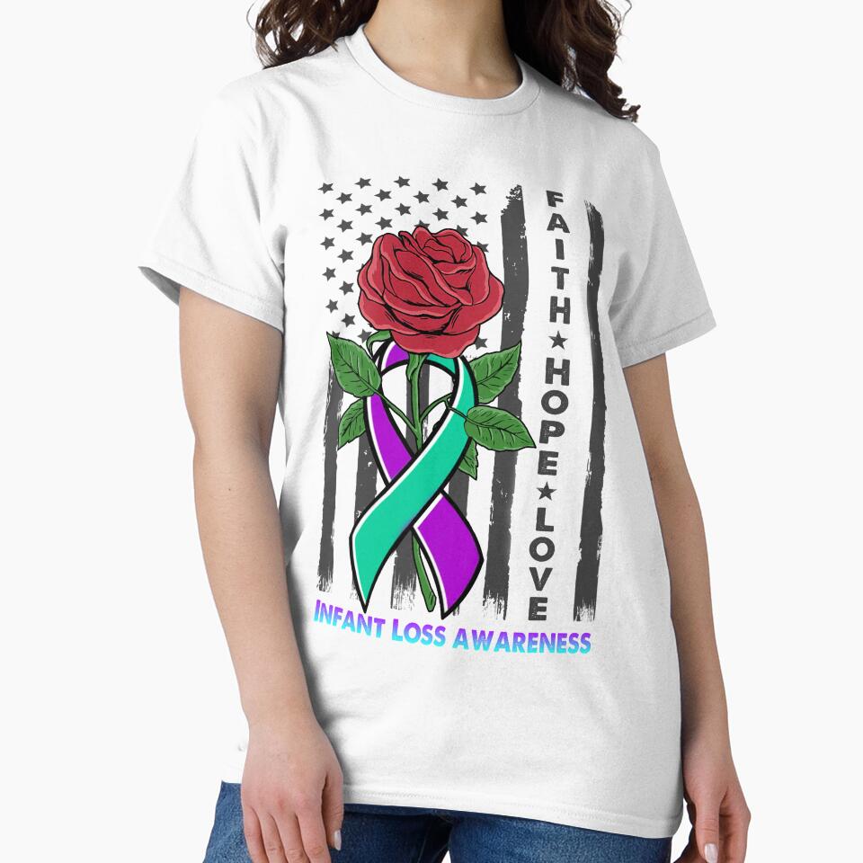 Faith Hope Love Infant Loss Awareness American Flag by Kohend