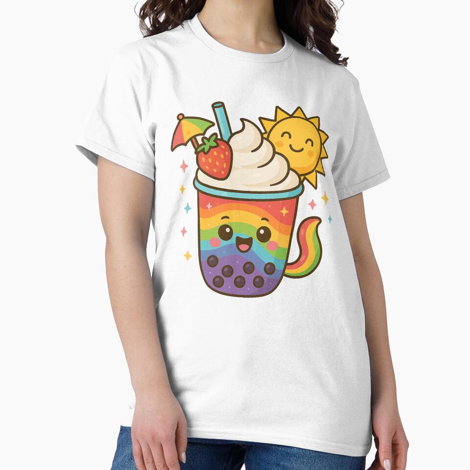 Rainbow Strawberry Boba Tea – Kawaii Summer Pride Drink by Asbiell