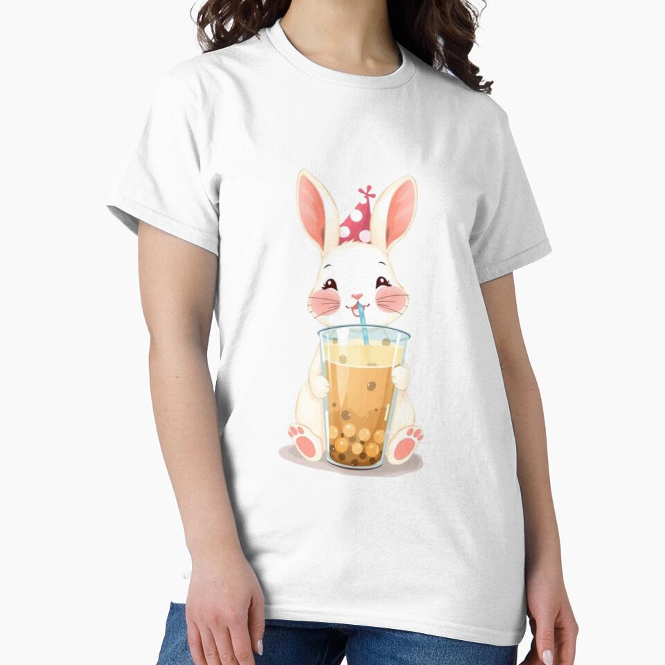 Rabbit Boba tea milktea Party Hat happy birthday kawaii gift funny christmas happy by CheeseBlueprint