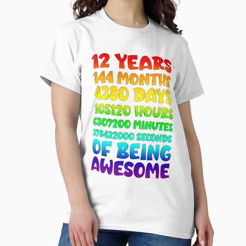 12 Years of Being Awesome - Time Flies Fun Birthday Milestone Design by Sun Sand & Sea Art