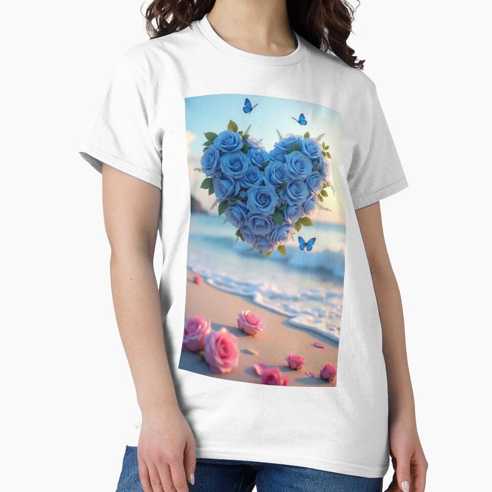 Valentines Day blue roses heart on the beach landscape, valentine  landscape,valentine art,valentine design by Expressions-Sel