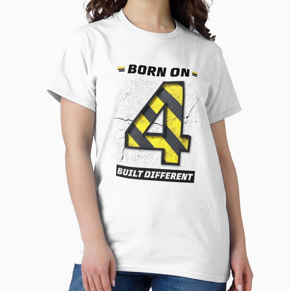 Born on 4 Built Different – Birthday Number 4 Shirt, Motivational Discipline Design, Industrial Grunge Streetwear by amareshdas008