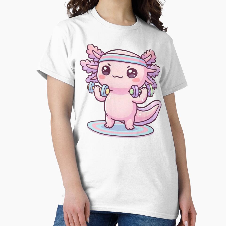 Kawaii Axolotl Workout Gym Buddy by Visual Dept.