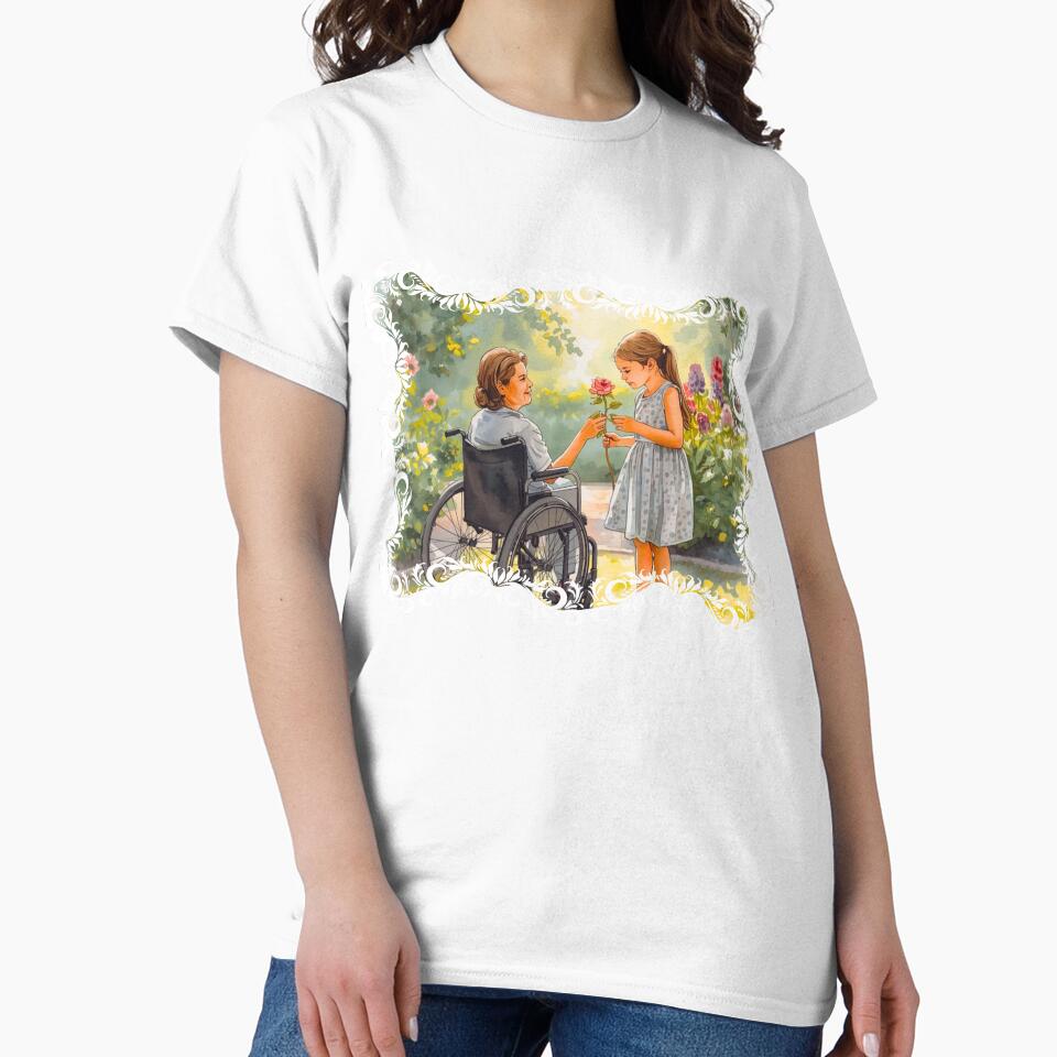 Grandmother and granddaughter in wheelchair in the garden by CeciliaGomezArt