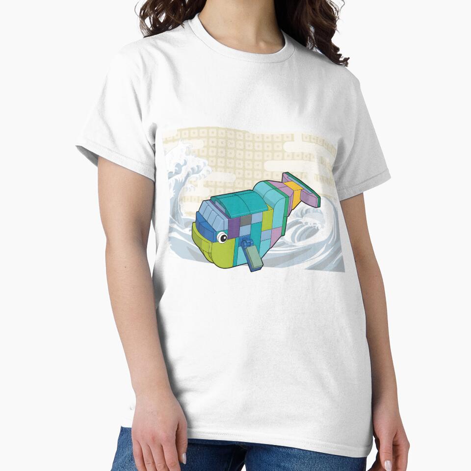 Colorful Brick Brick Whale - Blocky Ocean Animal Art by HumTumMe