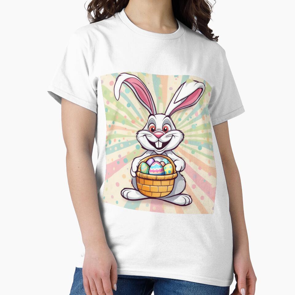 funny Easter bunny  with a basket with colored eggs, funny easter,Happy Easter,Easter Day,easter illustration,Easter by Expressions-Sel