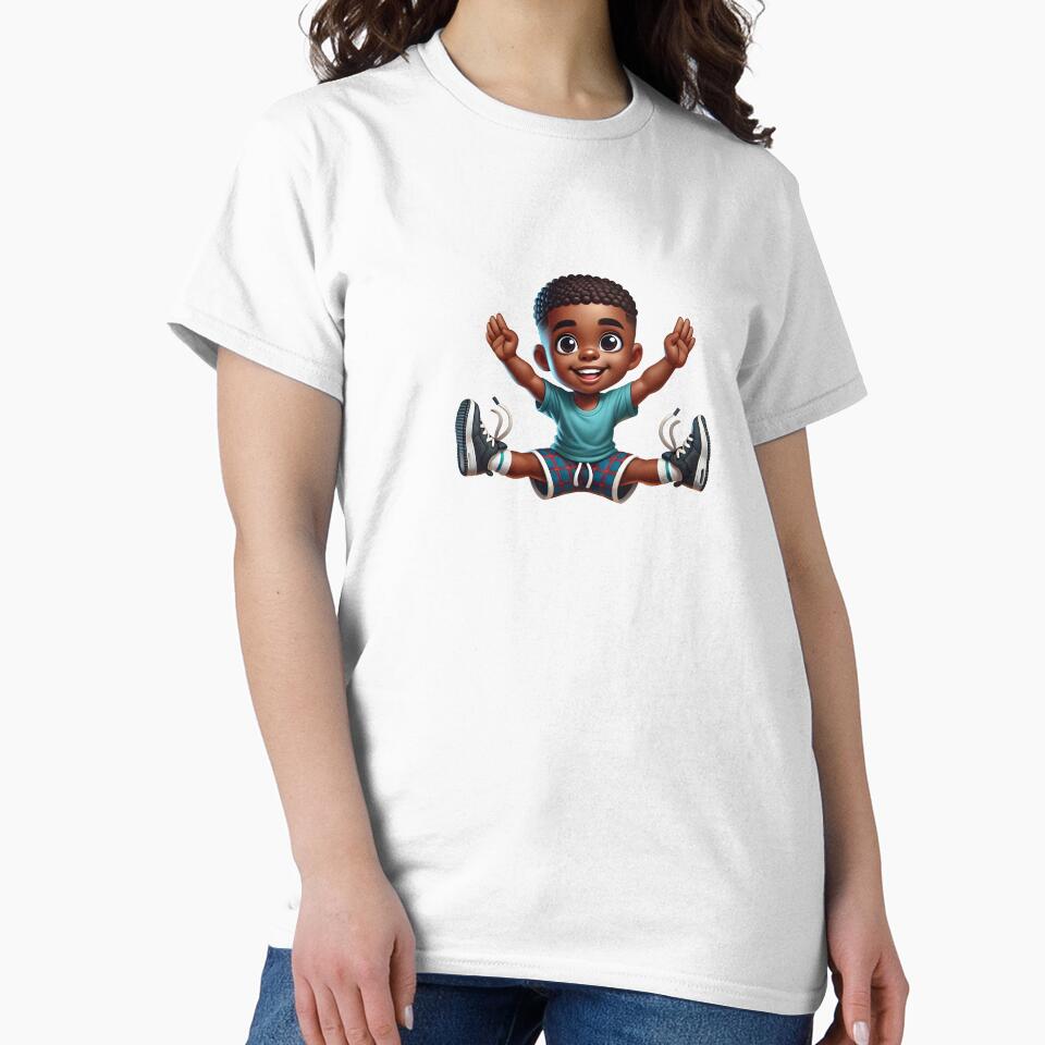 Happy Jumping Black Boy – Cute African American Kids Illustration by Lulunza