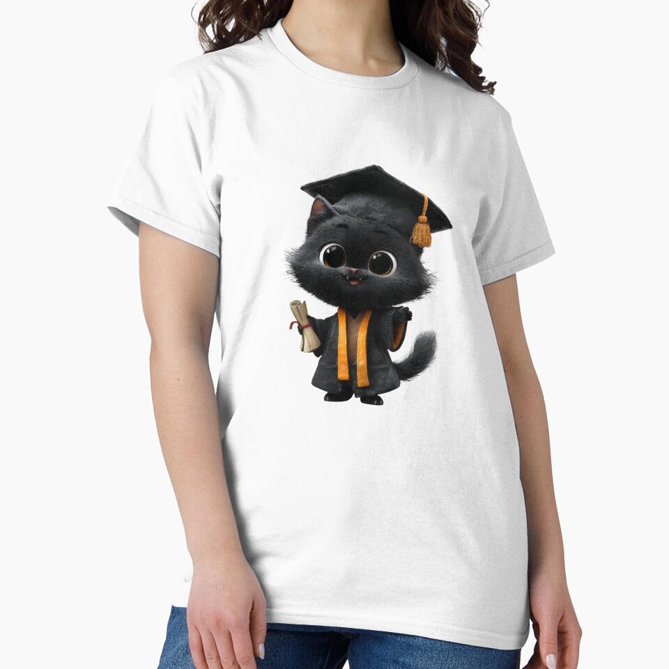 Cute Black Cat Graduation Cap Gown Diploma Funny Cat Graduate Gift Class of 2026 Cat Lover by CozyPawCo