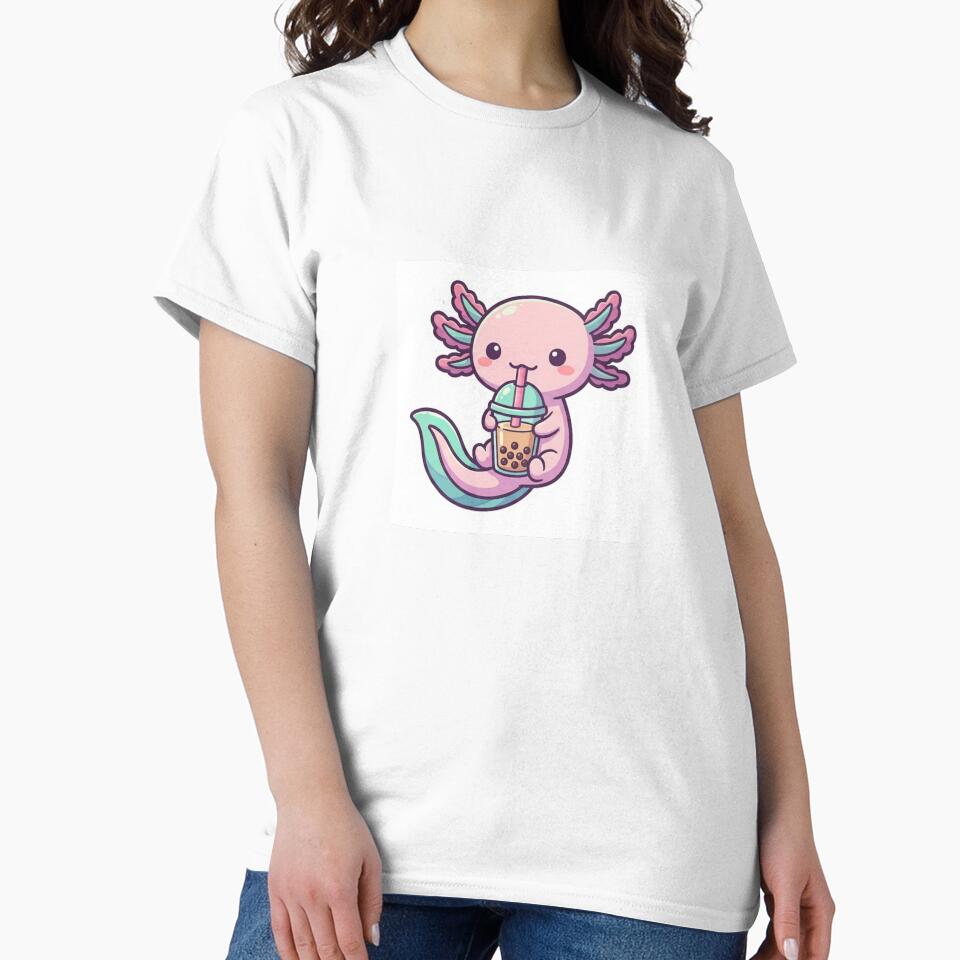 Cute Kawaii Axolotl Drinking Boba Tea by JanElJaJas