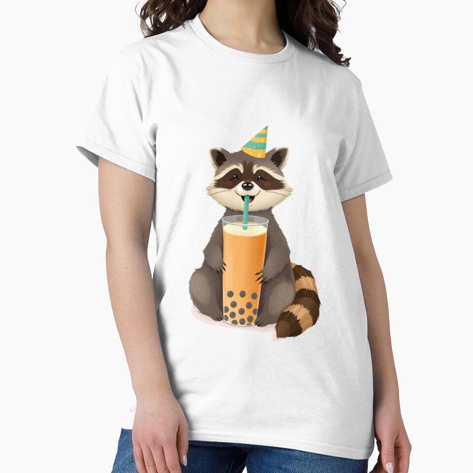 Raccoon Boba tea milktea Party Hat happy birthday kawaii gift funny christmas happy by CheeseBlueprint