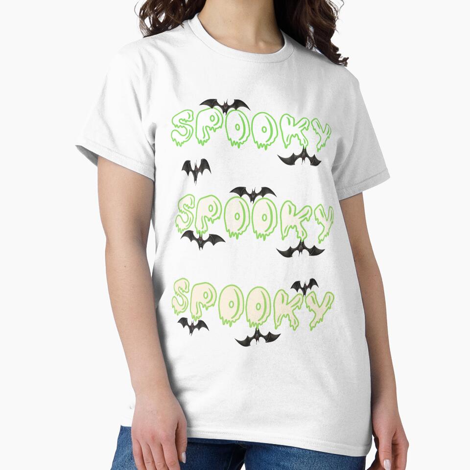 Three Time Spooky Green With Creepy Bats - Halloween by TeesFashion