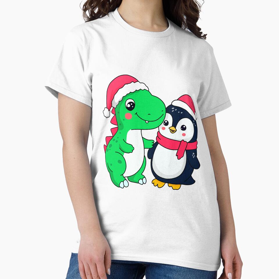 dino and penguin, christmas by stickermainia