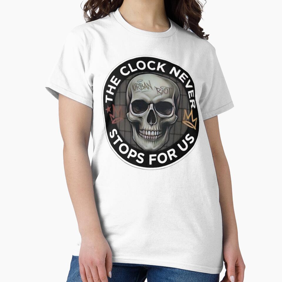 The Clock Never Stops For Us - Urban Skull Streetwear Graphic by apex.vibe