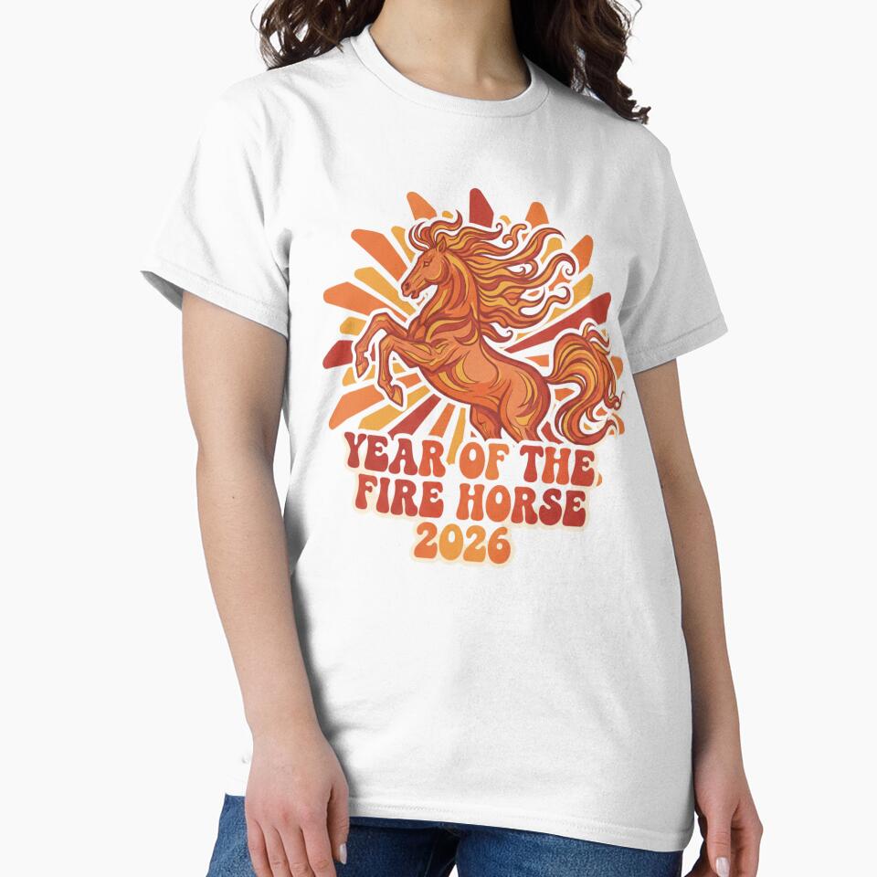 Groovy Fire Horse 2026 Retro Zodiac by Prints & Pulse