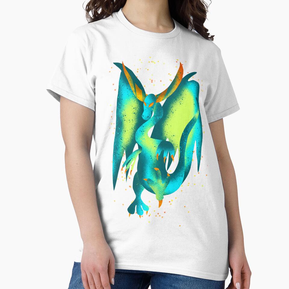 Teal Psychedelic Dragon - Glowing Fantasy Illustration by TheArtOfTreble