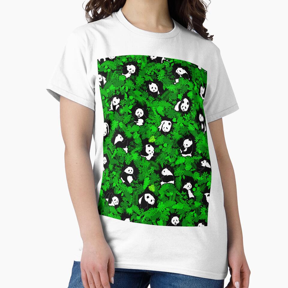 Panda Lover Giant Pandas Jungle Leaf Animal Wildlife Pattern by GrandeDuc
