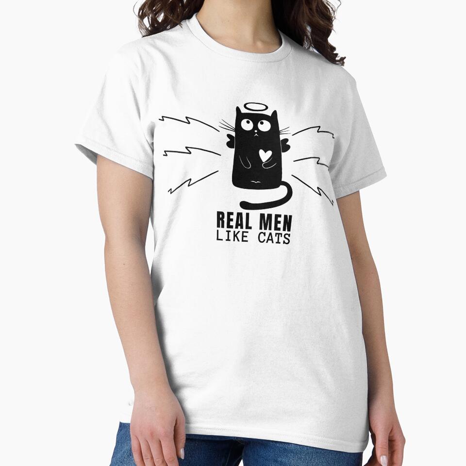 Copy of Real Men like Cats, Husband ,Dad Gift ,love Funny Geek , Mens Womens Ladies Youth Kids Cat Kitten Meow,black and white by Orgoss