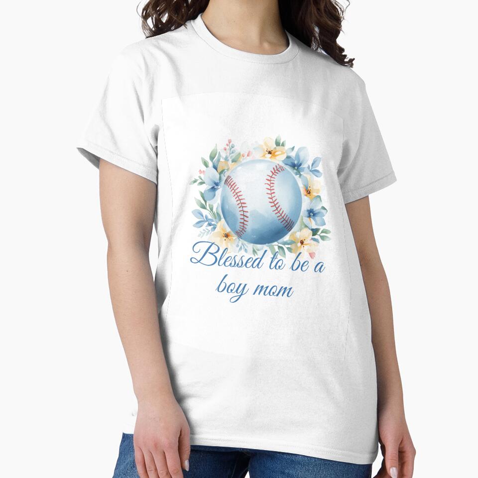 Blessed To Be A Boy Mom Baseball Floral by CozyMomDesign