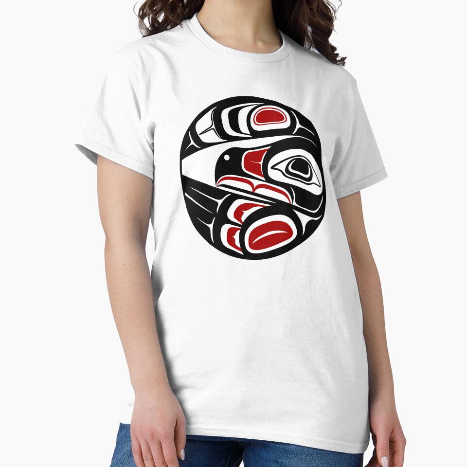 Raven Moon, formline circle, sun, bird, thunder, eagle, crow, haida, salish by cascadiadesigns