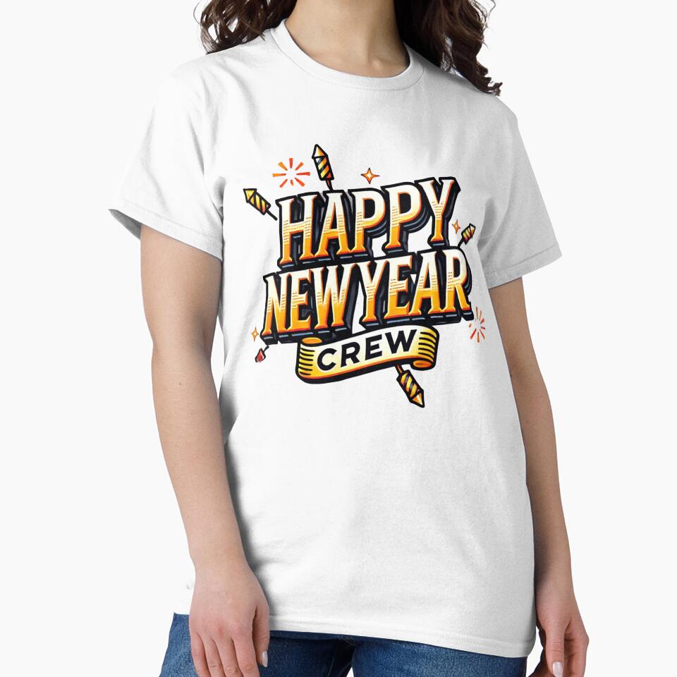 Happy New Year Crew Shirt – Festive Fireworks Celebration Design by BlankCanvasHaHa