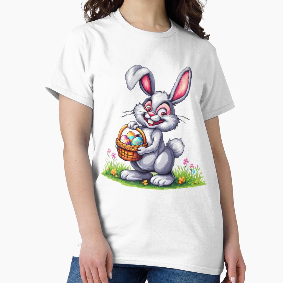 Easter Bunny with egg basket pixel ,funny easter,Happy Easter,Easter Day,easter illustration by Expressions-Sel