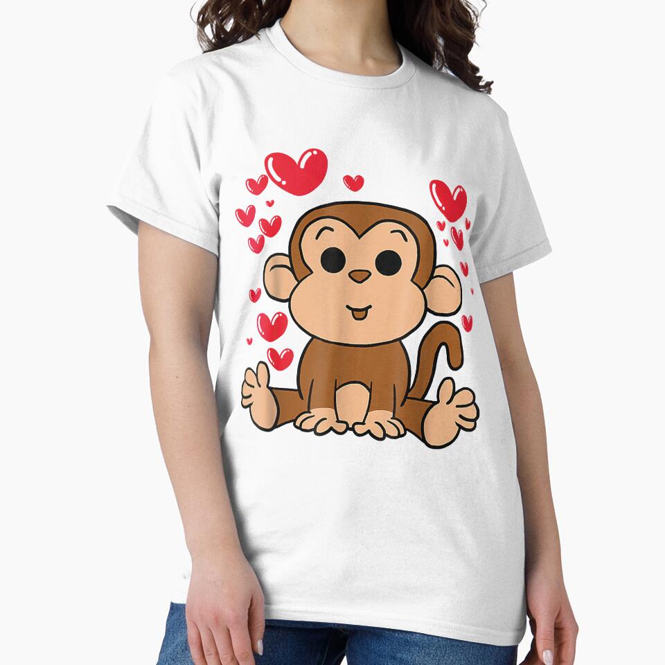 Monkey Love Valentines Day Cute Hearts Romantic Animals by KitsuneCostum