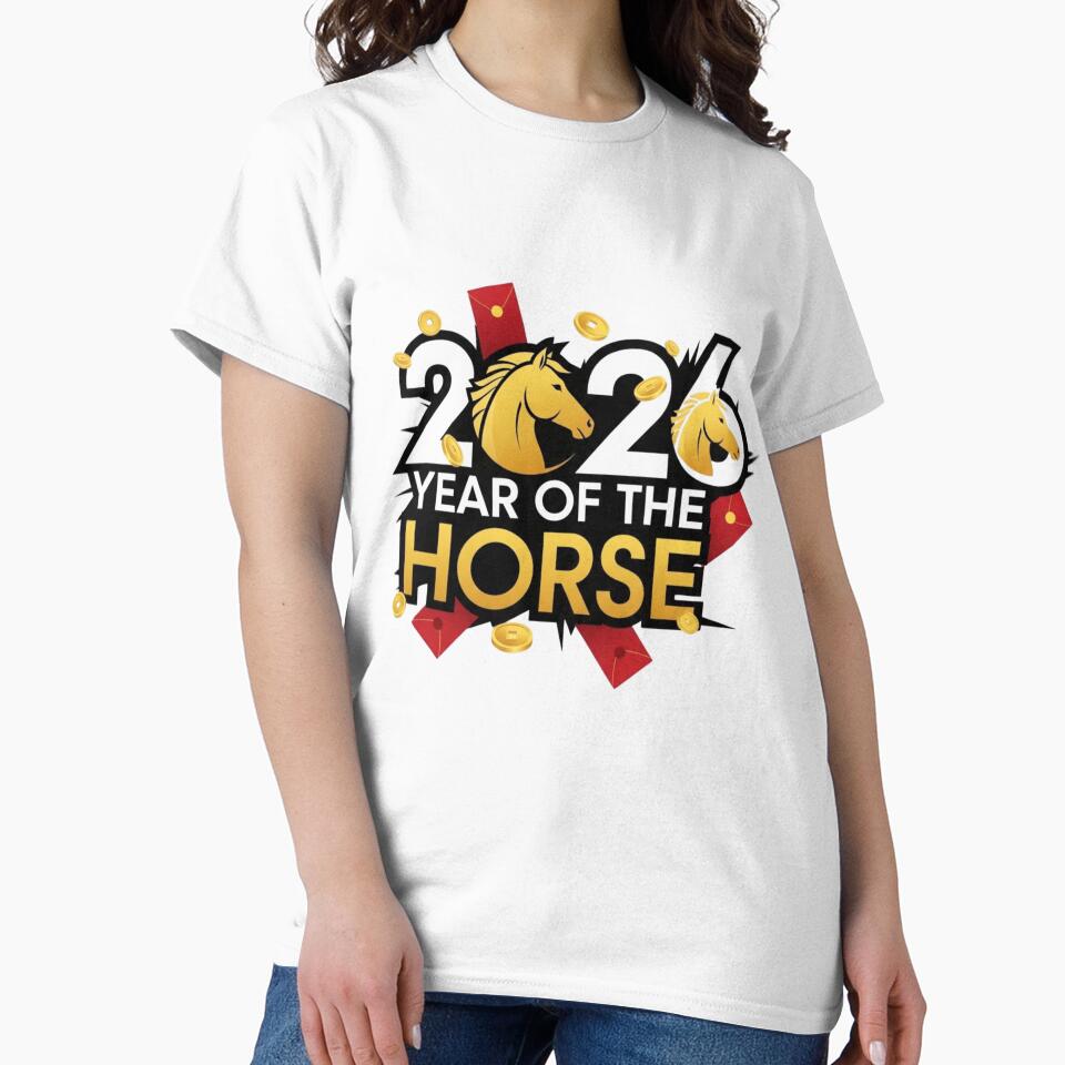 Double Gold Horse 2026 Logo – Year of the Horse Chinese New Year Lucky Coin Design by JaaCreativeShop