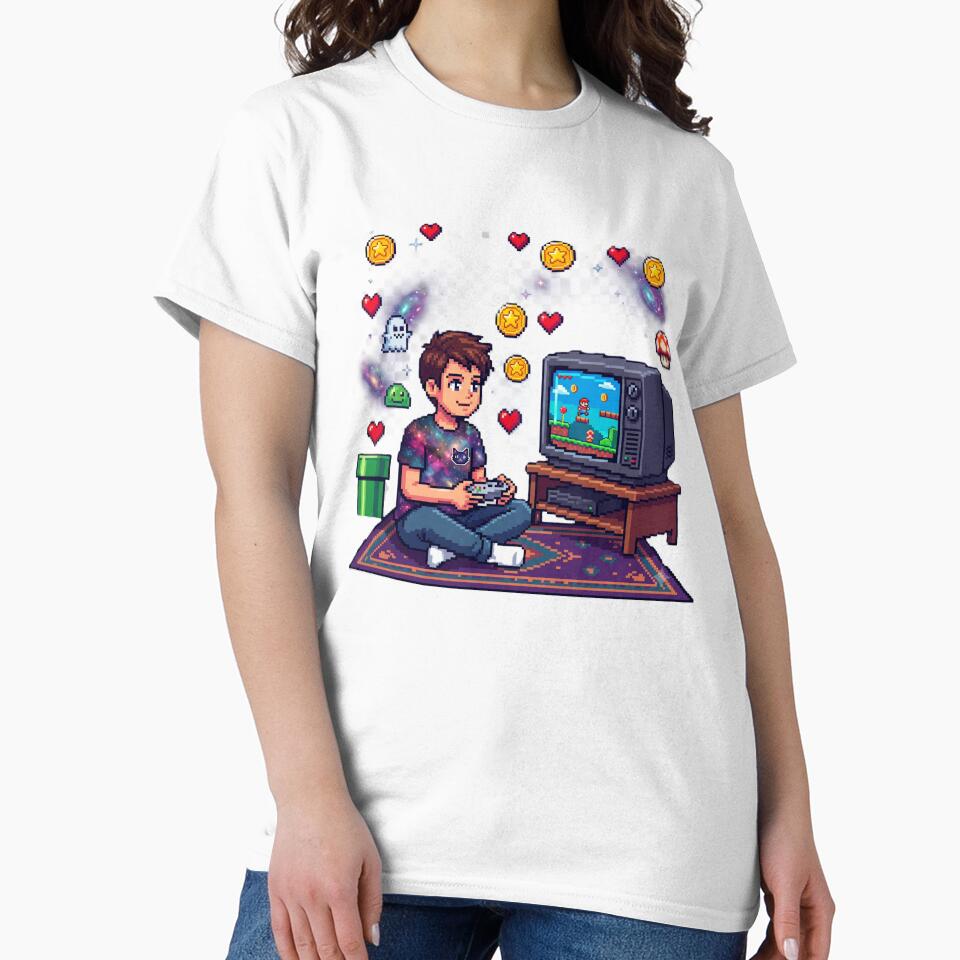 Retro Pixel Gamer Boy - 80s Gaming Setup by Surviving Monday Club