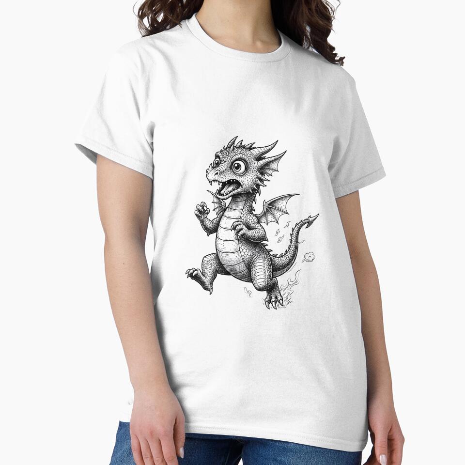 Shocked Baby Dragon With Fire | Cute Fantasy Dragon Creature by DragonSerpent Ink