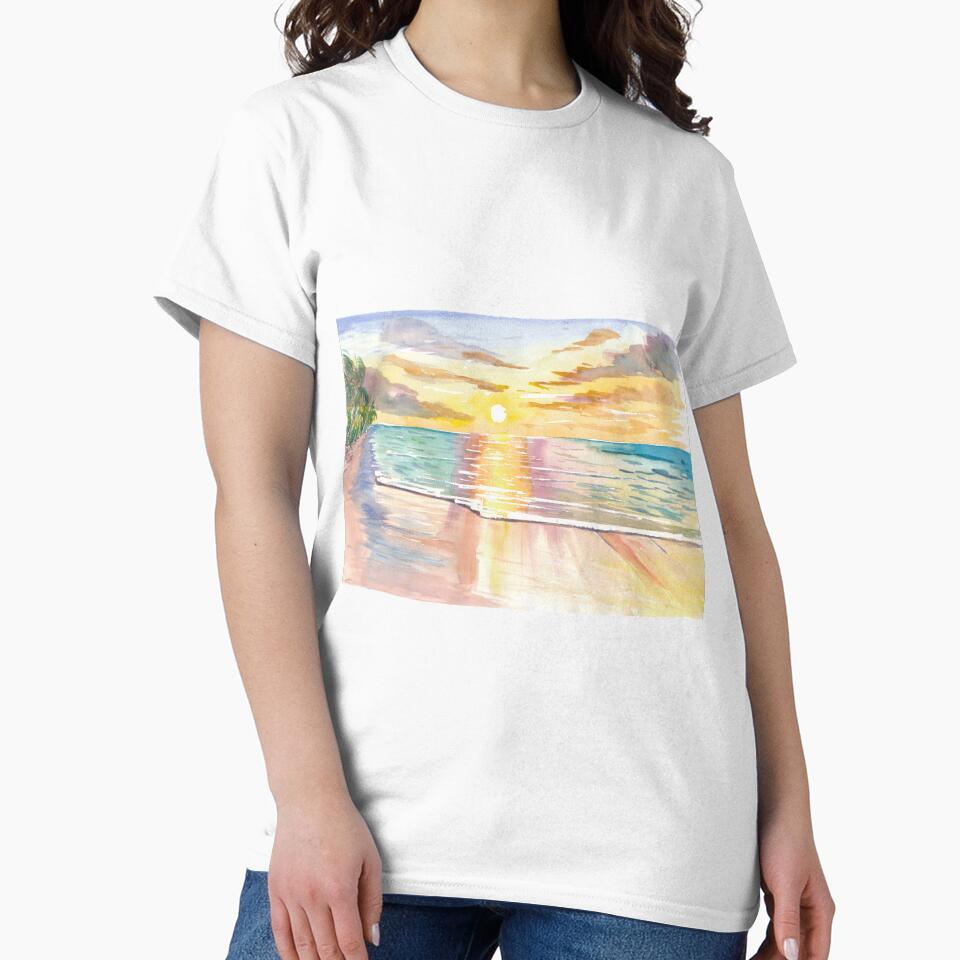 Tropical Sunset in Quiet Bay in Hawaii by artshop77
