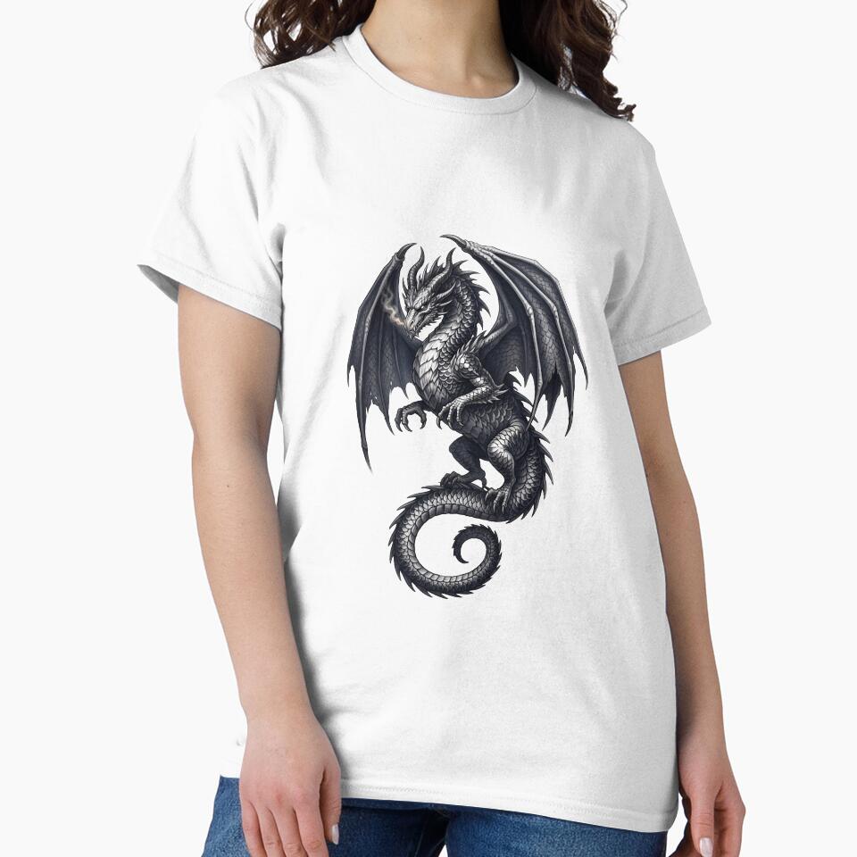 Midnight Storm Dragon – Dark Fantasy Silver Dragon Illustration by DragonSerpent Ink