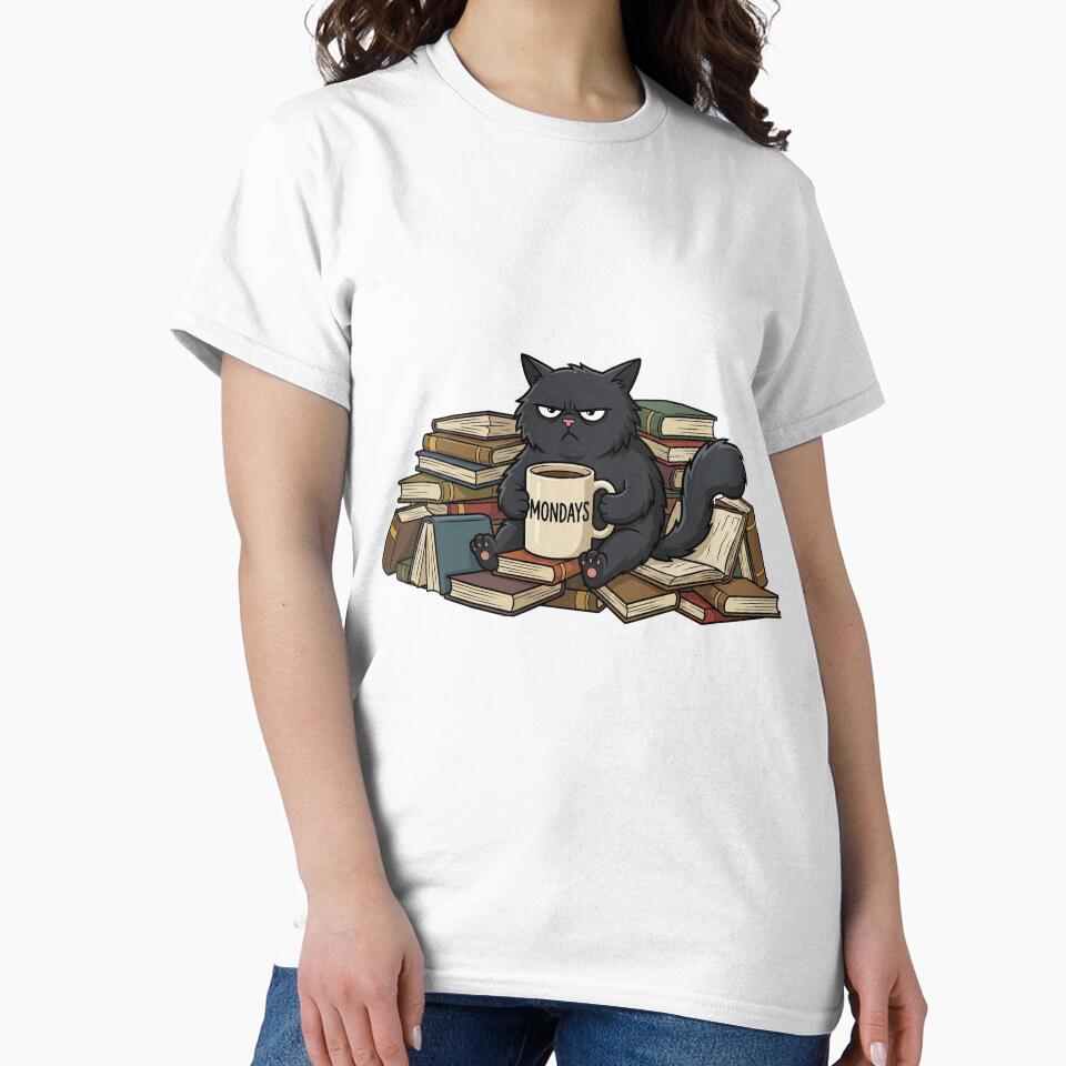 Funny Grumpy Cat Bookworm - I Like Books Coffee And Maybe 3 People by EverwearGraphics