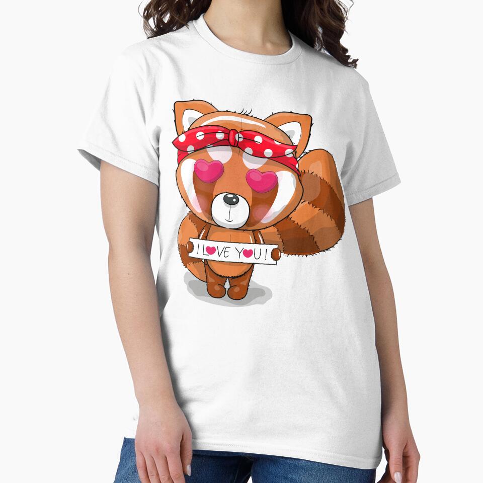 I Love You Kawaii Red Panda Heart Eyes Valentine Cute Romantic Animal Art by DERA RAY