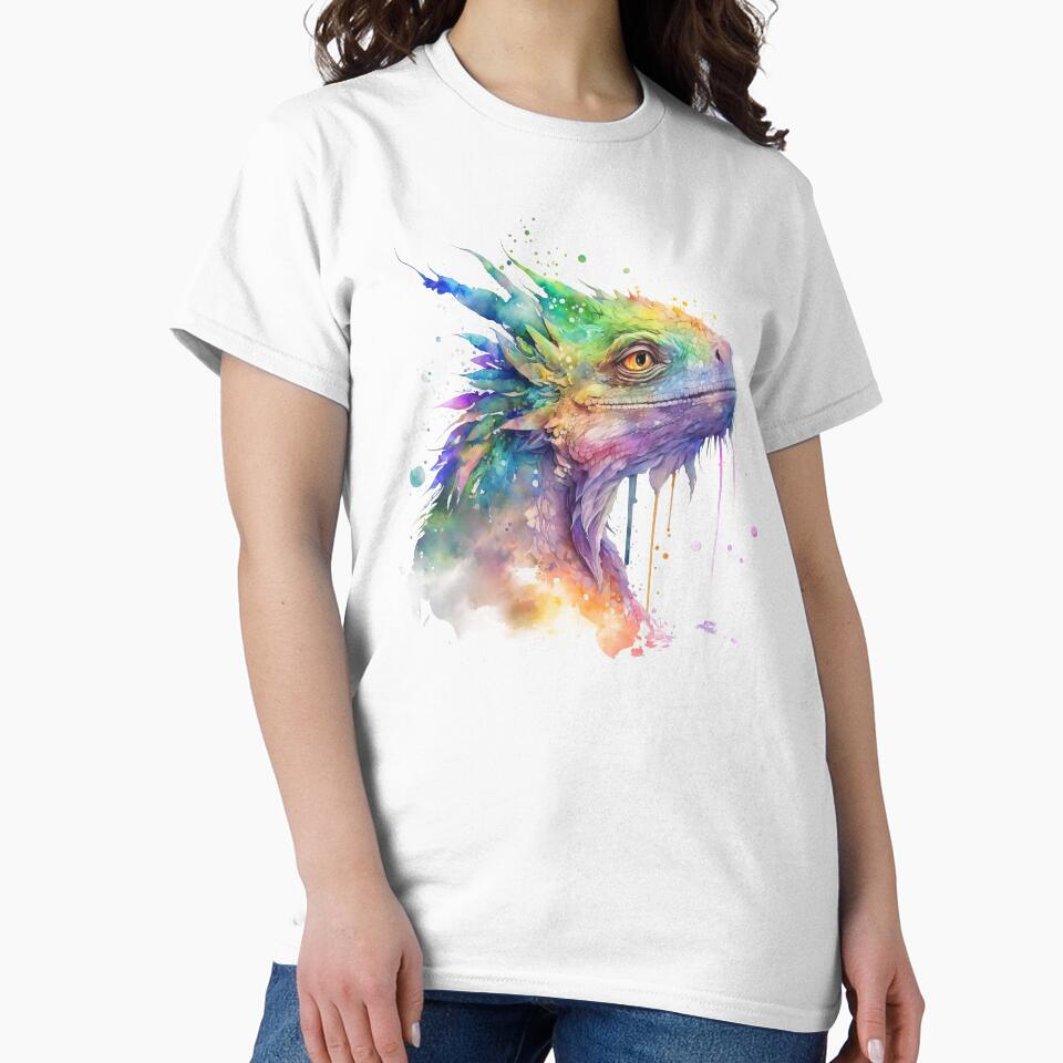 Watercolor Rainbow Dragon, Rainbow Dragon Portrait by MoonFoxDesign