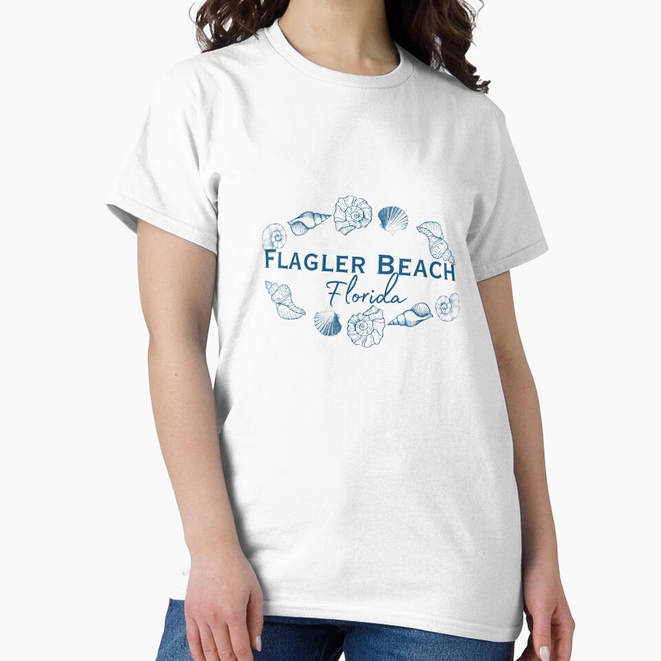Flagler Beach Florida Seashell Circle Shirt | Coastal Beach Souvenir Tee | Ocean-Inspired Florida Apparel by DonnaRaine