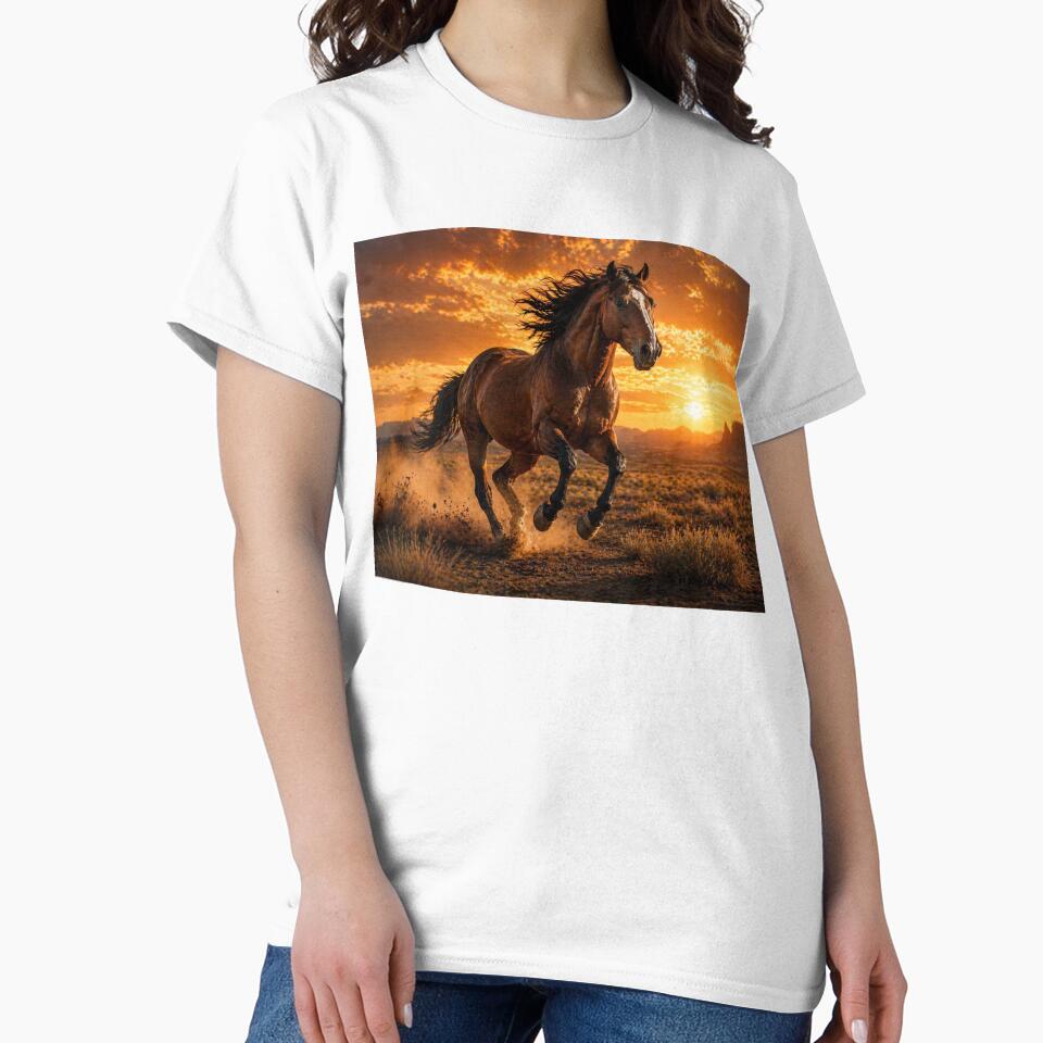 Wild Mustang Running at Sunset – Freedom Horse Western Art by  QuarterHorseArt by Just my Studio