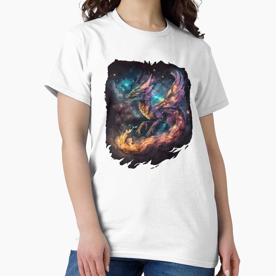 Starry Dragon in the Deep Space, Nebula Background by MoonFoxDesign