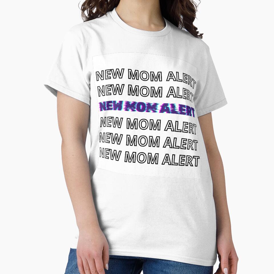New Mom Alert Glitch Typography Design by GoldenBloomPrints