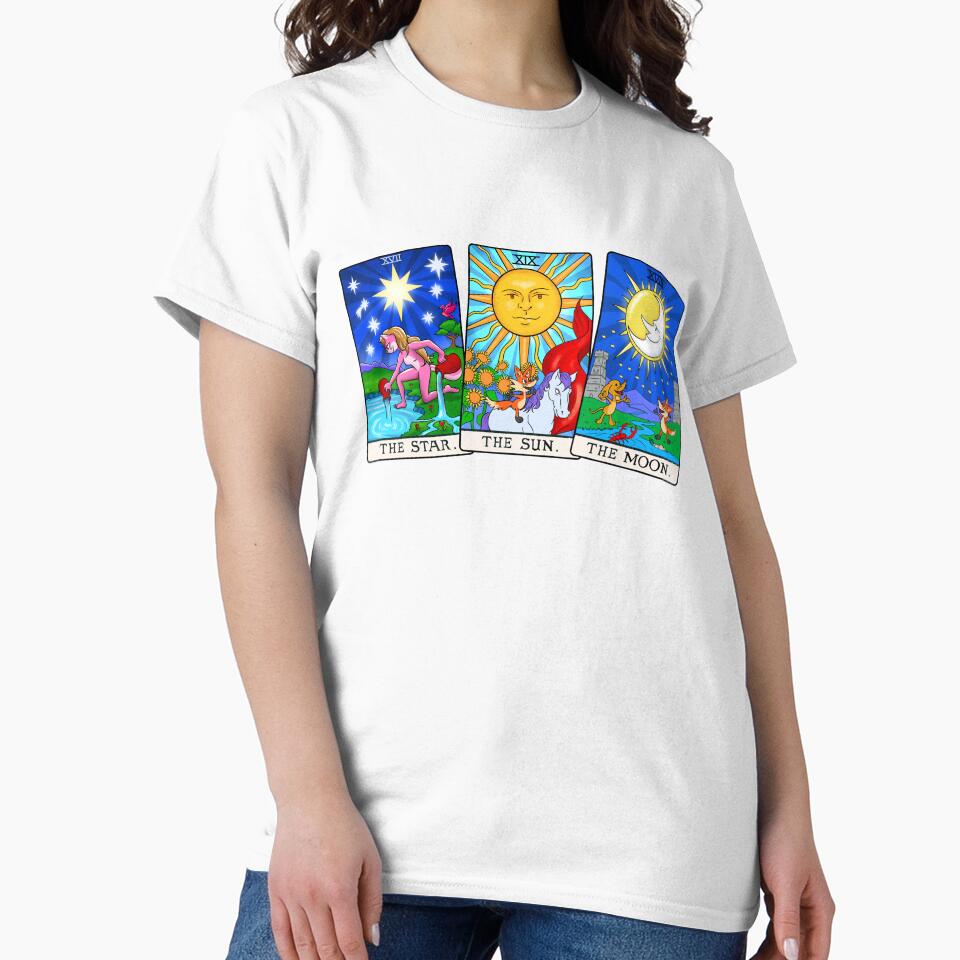 Tarot The Sun The Star The Moon Animals Retro T-shirt by Animals Retro