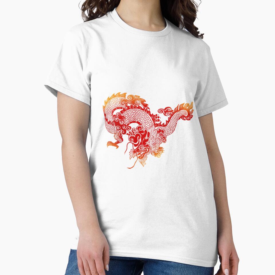 Chinese Traditional Dragon Red Gold - Imperial Dragon Art - Lucky Fortune Design by leen12 Art Designs Prints