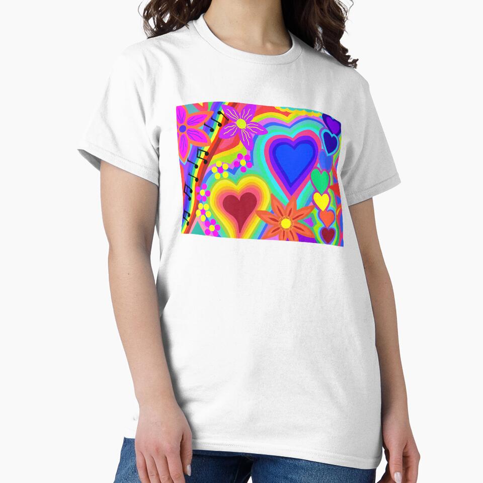 Rainbow Hearts and Flowers Pop Art Design by Vividality