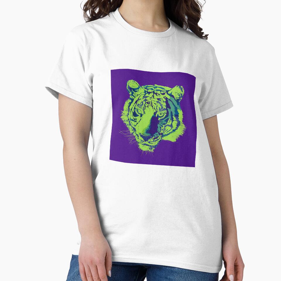 Tiger portrait (purple green) by Isabelle-T