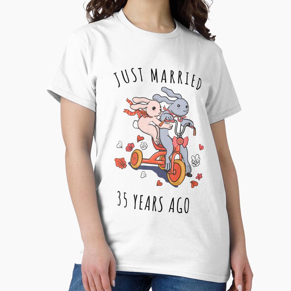 Just Married 35 Years Ago - 35th Anniversary Couple Bunnies Tee, Phone Cases And Other Gifts by MemWear