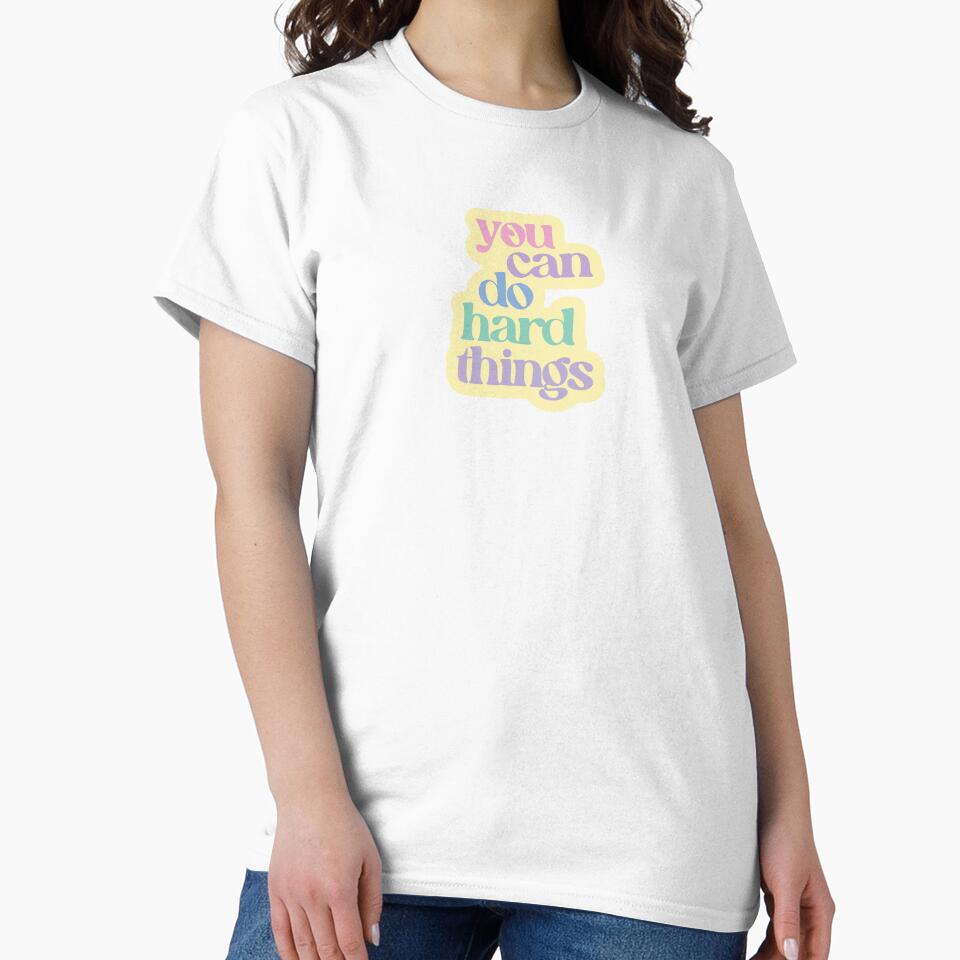 Cute & colorful "you can do hard things" motivational quote by CaroPrintsCo.
