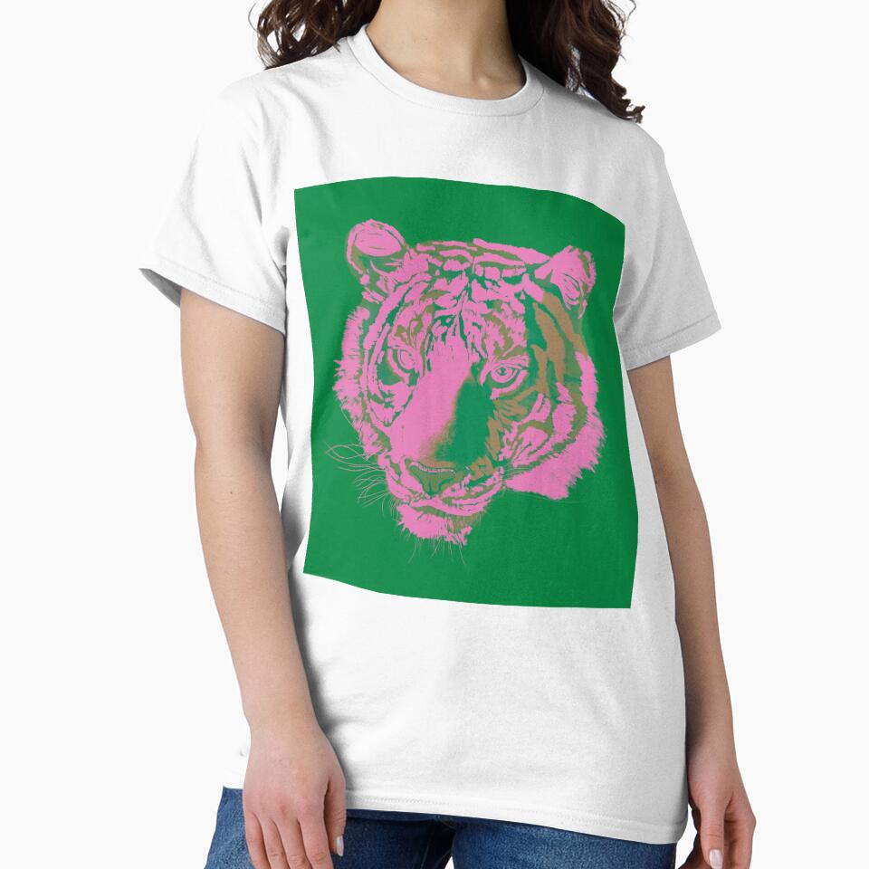Tiger portrait (pink green) by Isabelle-T