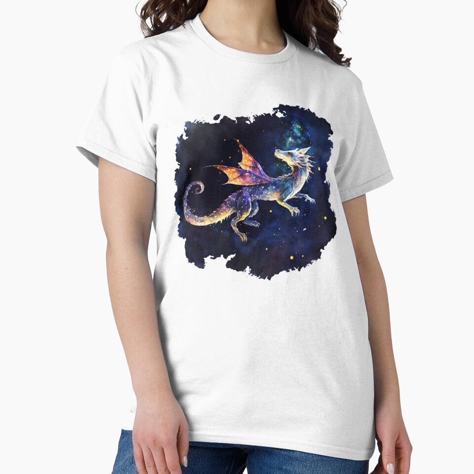 Starrry Dragon Flying in the Night Sky by MoonFoxDesign