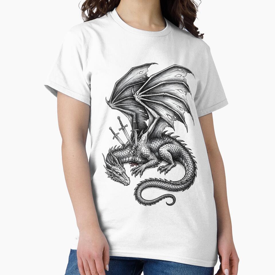 Fallen Dragon King – Dark Fantasy Wounded Dragon Gothic Illustration by DragonSerpent Ink