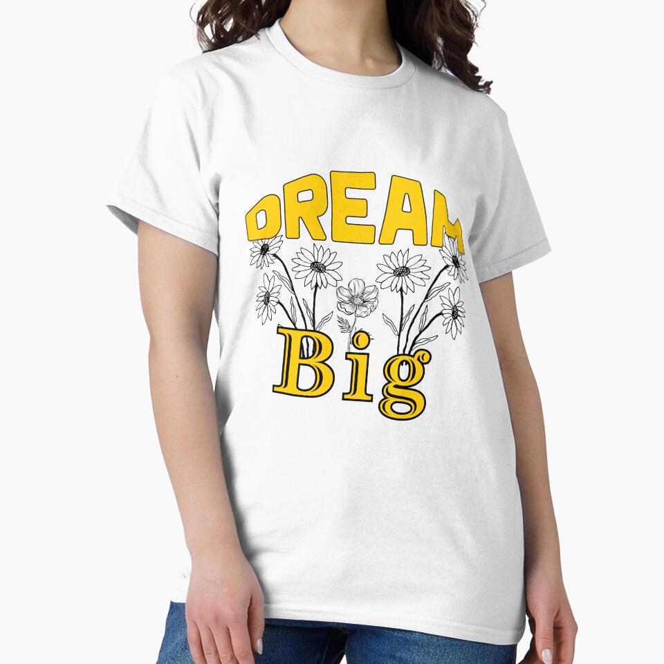 Dream Big Motivational Quote Typography Floral Retro Design by Raise2Shine