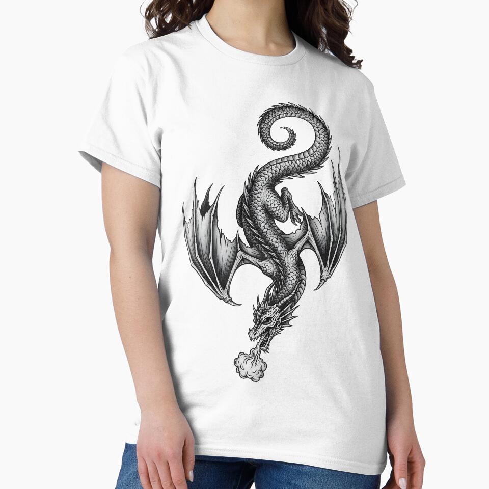 Shadow Wyvern Dragon – Dark Fantasy Flying Dragon Gothic Illustration by DragonSerpent Ink