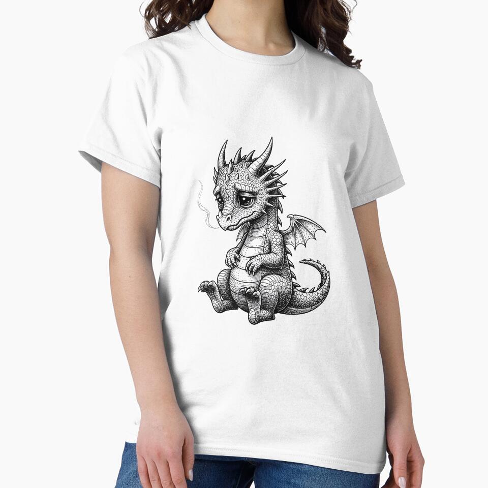Tired Baby Dragon Sitting Alone by DragonSerpent Ink